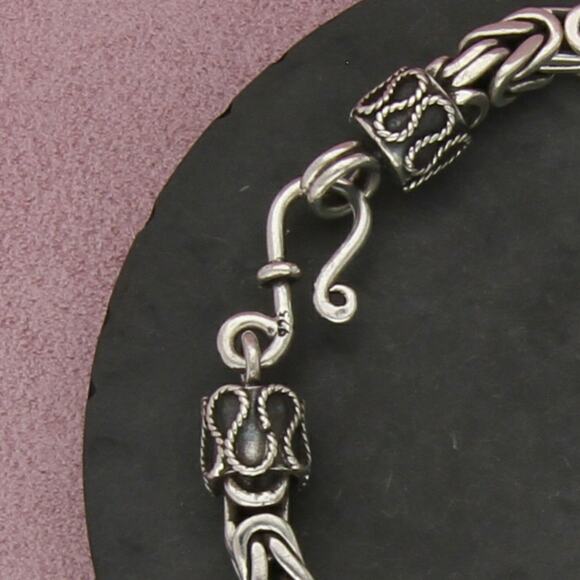 sterling silver mens 6mm chunky byzantine chain bracelet size 8.5in - Picture 3 of 3